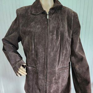 ST JOHNS BAY SUEDE ZIP COAT